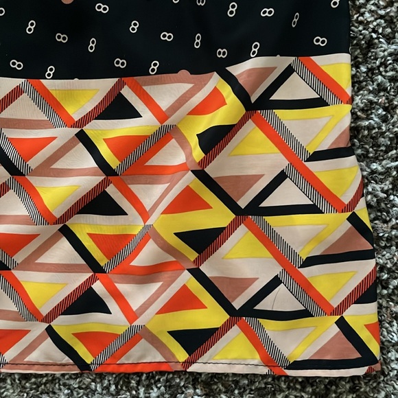 Xhilaration Black Orange Yellow Geometric Polka Dot Mini Sun Dress, Size Medium - Picture 5 of 14